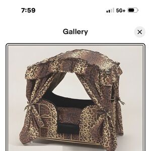 Small dog cheetah print bed with canopy. Nearly new